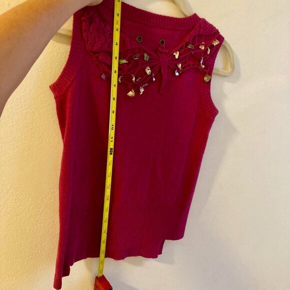 Burn 'n Violet Magenta Sweater Vest Crochet & Shells Boho Size XS - Picture 11 of 11